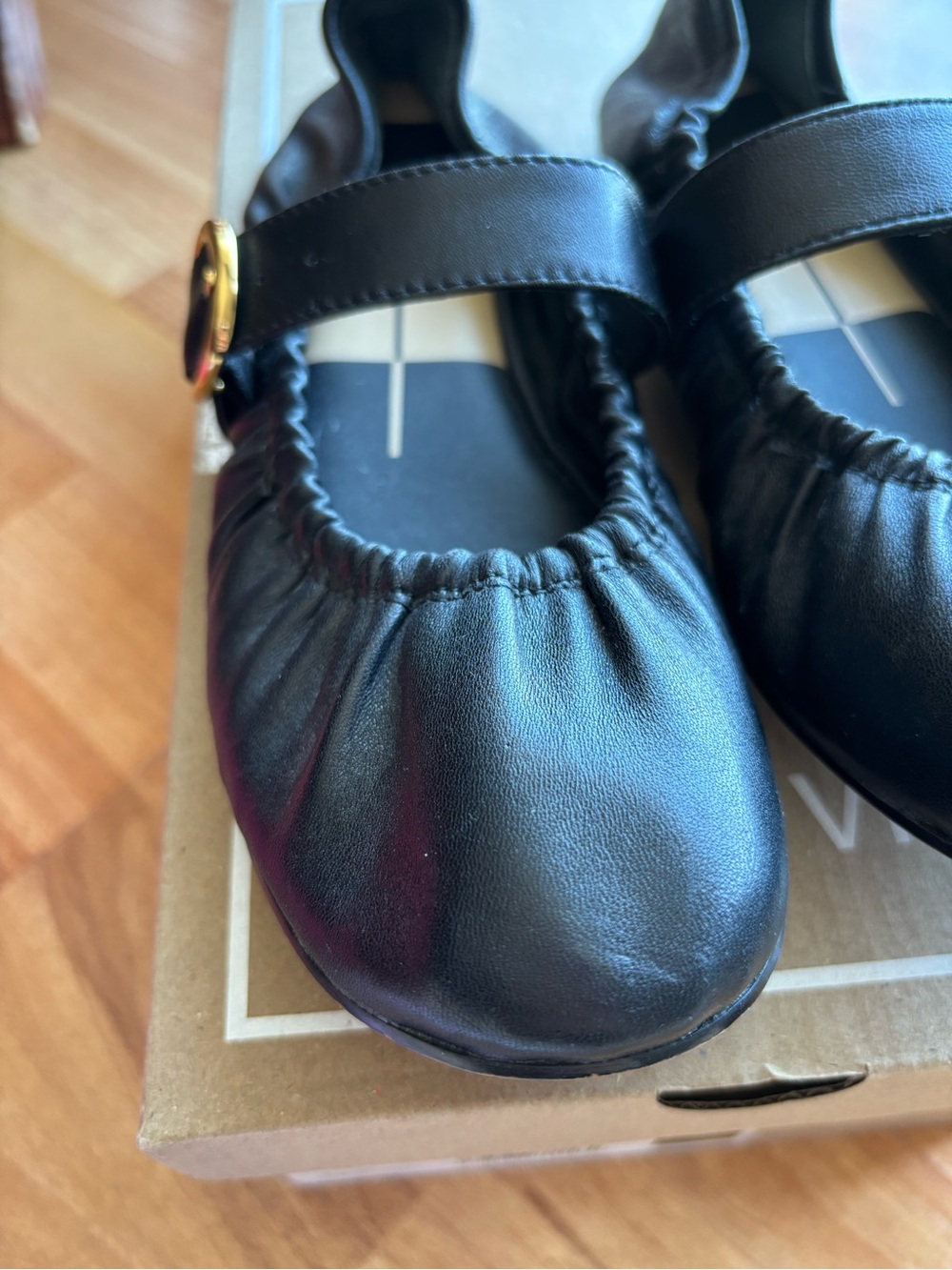 Dolce Vita Caely Black Mary Jane Ballet Flats with Gold Buckle - Picture 4 of 14